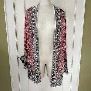 Red/Black/White/Brown Textured light cardigan